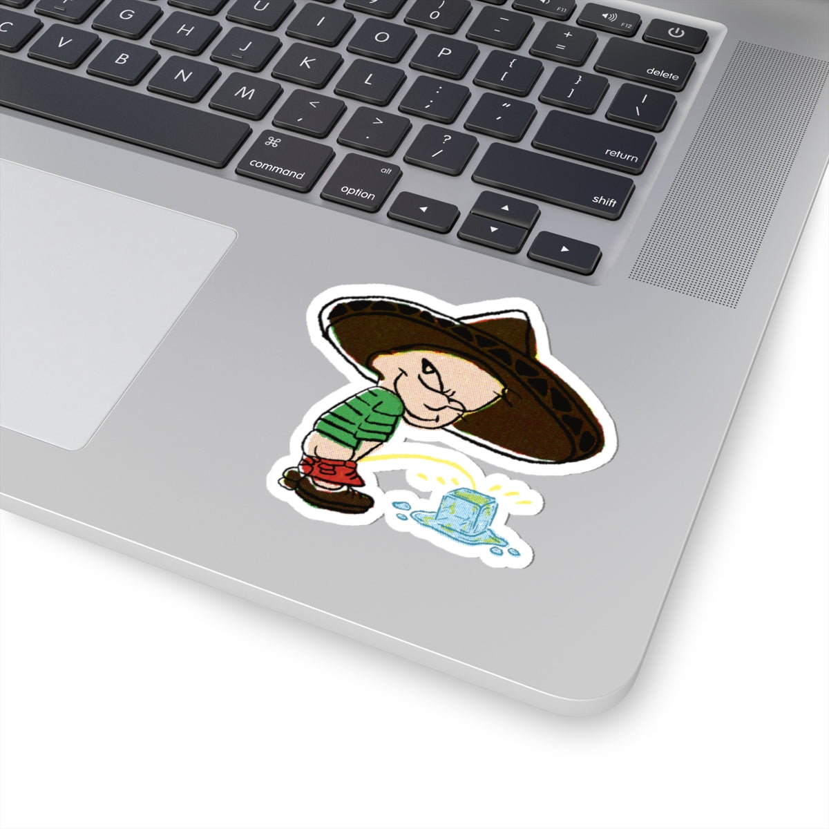 Stickers Kid Peeing on Ice with Sombrero Hat