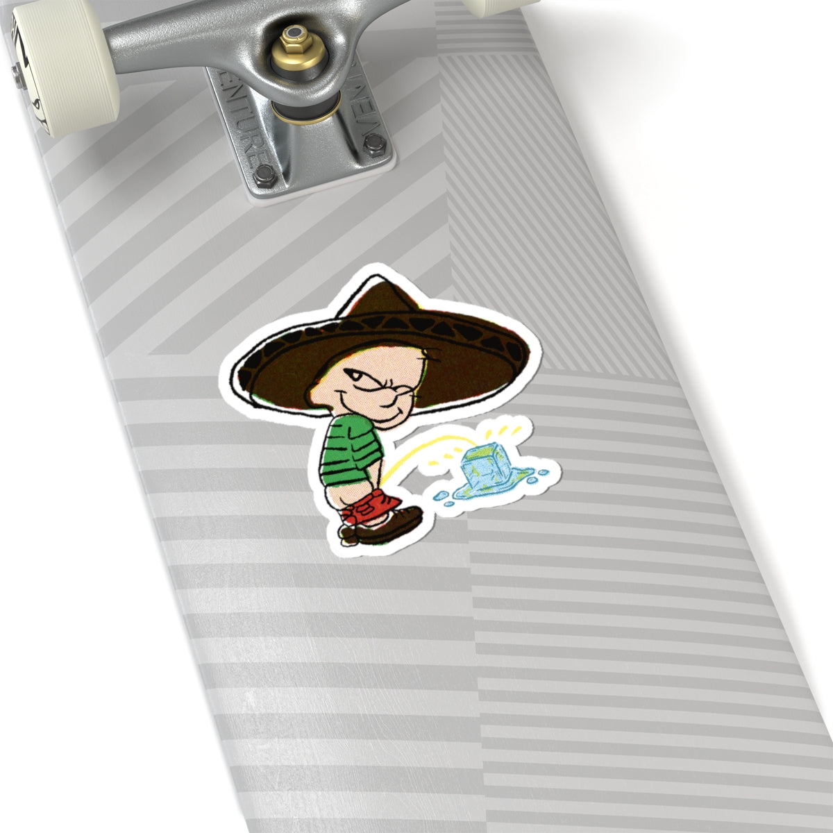 Stickers Kid Peeing on Ice with Sombrero Hat