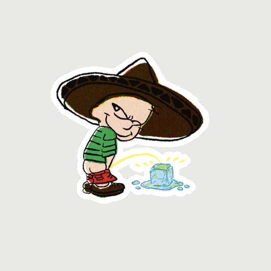 Stickers Kid Peeing on Ice with Sombrero Hat