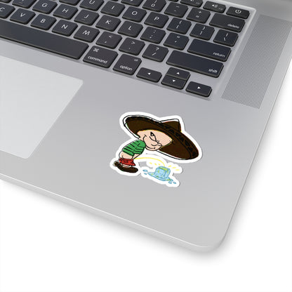 Stickers Kid Peeing on Ice with Sombrero Hat